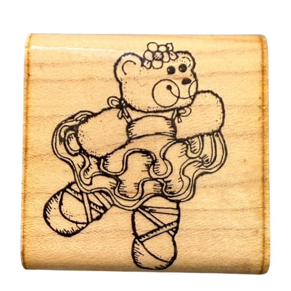 DOTS Vintage 1989 Ballet Bear G102 Rubber Stamp